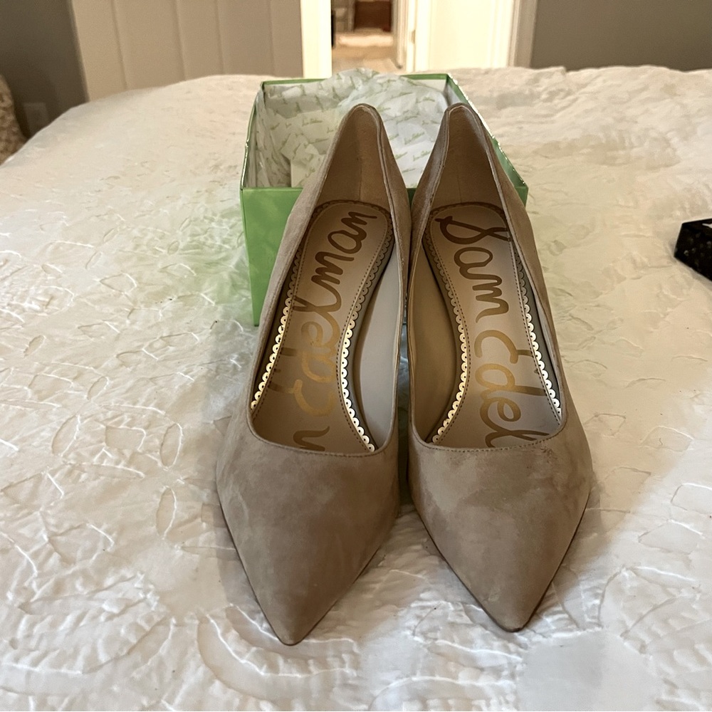 Sam Edelman Margie Suede Heels Oatmeal 10